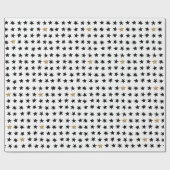 白黒モダン金ゴールドクリスマススター ラッピングペーパー (フラット)