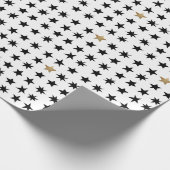 白黒モダン金ゴールドクリスマススター ラッピングペーパー (角)