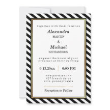 白黒モダン金ゴールドグストライプーム結婚ズ