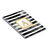 白黒モダン金ゴールドグリッターモノグラム傾向 ノートブック (右側)