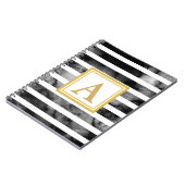 白黒モダン金ゴールドグリッターモノグラム傾向 ノートブック (左側)