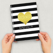 白黒モダン金ゴールドハート ノートブック