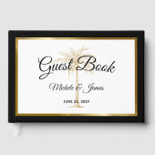 白黒モダン金ゴールドパームツリートロピカル結婚ツ ゲストブック (正面)