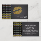 白黒モダン金ゴールドフェイクリップ美しい 名刺 (正面/裏面)