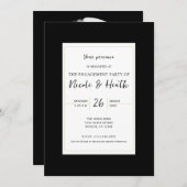 白黒モダン金ゴールドミニマルエレガント婚約 招待状 (正面/裏面)