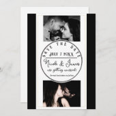 白黒モダン金ゴールドミニマル保存日付 (正面/裏面)