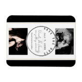 白黒モダン金ゴールドミニマル保存日付 マグネット (横)