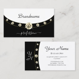 白黒モダン金ゴールドモノグラ縁どム 名刺