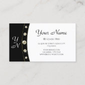 白黒モダン金ゴールドモノグラ縁どム 名刺 (裏面)