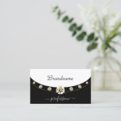 白黒モダン金ゴールドモノグラ縁どム 名刺 (スタンド正面)