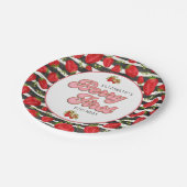 白黒モダン金ゴールドレッドストロベリーファースト ペーパープレート (アングル)