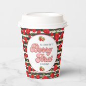 白黒モダン金ゴールドレッドストロベリーファースト 紙コップ (正面)