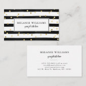 白黒モダン金ゴールド水玉模様 名刺 (正面/裏面)