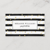 白黒モダン金ゴールド水玉模様 名刺 (正面)