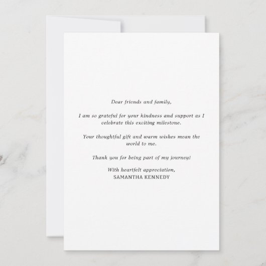 白黒モダン金ゴールド2025卒業写真 サンキューカード (裏面)