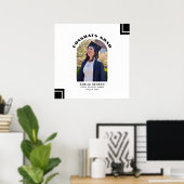 白黒モダン院生の署名写真 ポスター (ホームオフィス)