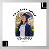 白黒モダン院生の署名写真 ポスター (正面)