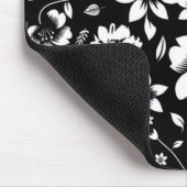 白黒モダン離れ吹フローラプリント マウスパッド (コーナー)
