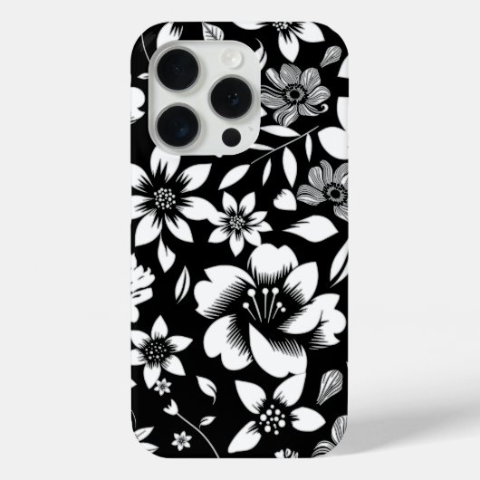 白黒モダン離れ吹フローラプリント Case-Mate iPhoneケース (裏面)