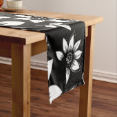 白黒モダン離れ吹フローラ ショートテーブルランナー (インサイチュ)