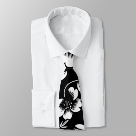 白黒モダン離れ吹フローラ ネクタイ (タイ)