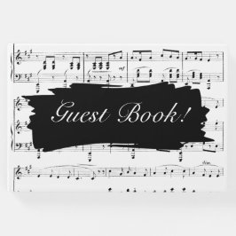 白黒モダン音楽結婚式招待状 ゲストブック