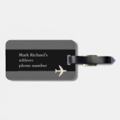 白黒モダン飛行機旅行 ラゲッジタグ (裏面横)