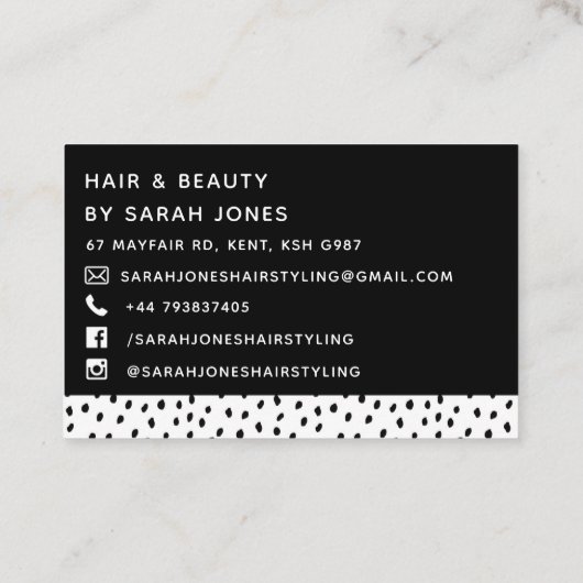 白黒モダン黒点と白黒点 名刺 (裏面)