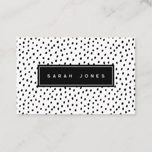 白黒モダン黒点と白黒点 名刺 (正面)
