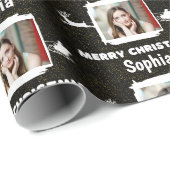 白黒モダン1フォトメリークリスマス ラッピングペーパー (ロールコーナー)