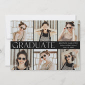 白黒モダン12写真卒業 案内状 (正面)