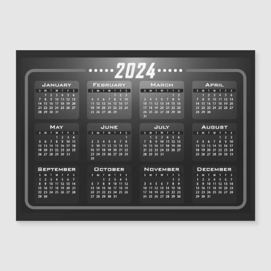 白黒モダン2024カレンダー磁石 (正面)