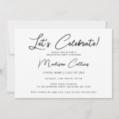 白黒モダン3写真卒業パーティー 招待状 (裏面)