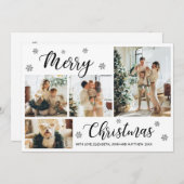白黒モダン4フォトコラージュクリスマスカード (正面/裏面)