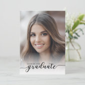 白黒モダン4写真卒業パーティー 招待状 (スタンド正面)