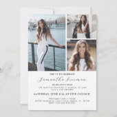 白黒モダン4写真卒業パーティー 招待状 (裏面)