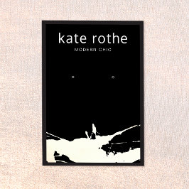 白黒モダン（ばちゃばちゃ）跳ねるイヤリング表示カード