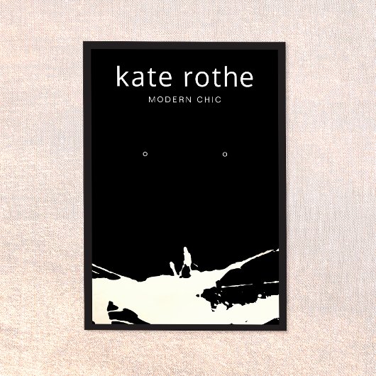 白黒モダン(ばちゃばちゃ)跳ねるイヤリング表示カード