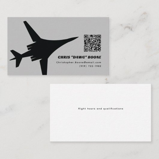 白黒モダンB-1爆撃機 名刺 (正面/裏面)