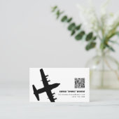 白黒モダンC-130航空機 名刺 (スタンド正面)