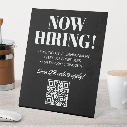 白黒モダンQRコードの新規採用 台座サイン (インサイチュ)