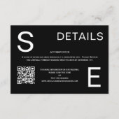 白黒モダンQRコードの結婚詳細 エンクロージャーカード (正面)