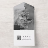 白黒モダンQRコードモノグラム結婚ズ オールインワン招待状 (内側)