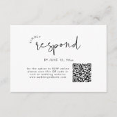 白黒モダンQRコード結婚式RSVP エンクロージャーカード (正面)