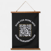 白黒モダンQRコード、くもの巣、カスタム文字 吊り下げ型タペストリー (正面)