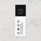 白黒モダンQRソーシャルメディアイベントロゴ スキニー名刺 (正面)