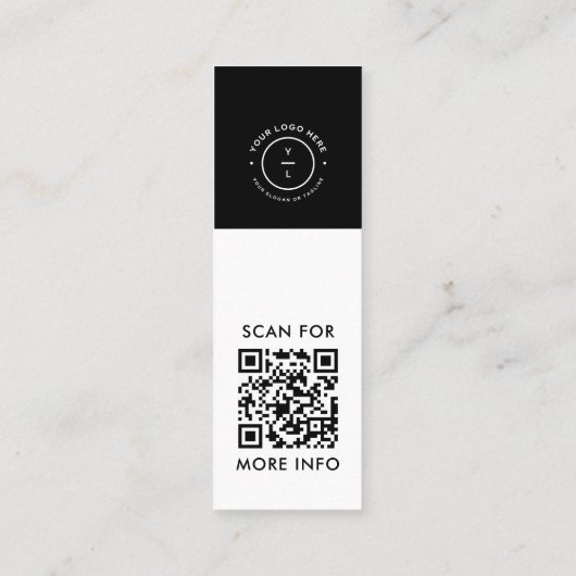 白黒モダンQRソーシャルメディアイベントロゴ スキニー名刺 (裏面)