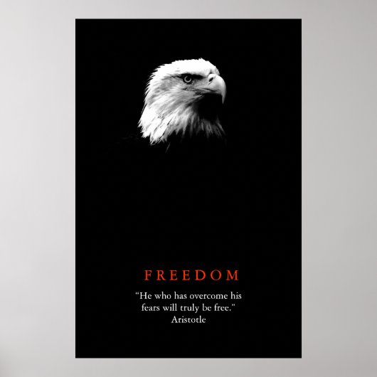 白黒モチベーション FREEDOM ハクトウワシ ポスター (正面)