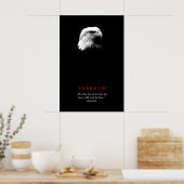 白黒モチベーション FREEDOM ハクトウワシ ポスター (キッチン)
