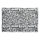 白黒モチーフ |幾何迷路パターン 枕カバー (裏面)